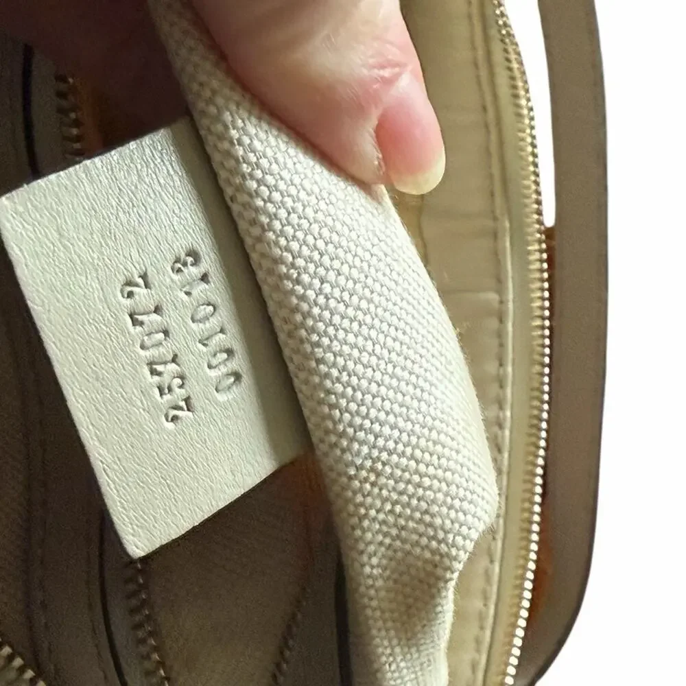 Gucci Cream Embossed GG Crossbody Bag with Gold-Tone Heart Logo